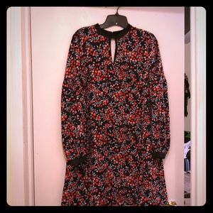 Loft Floral shift dress w/ velvet embellishments.